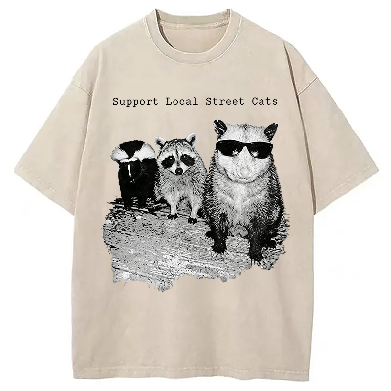 Modecanvas Support Local Street Cats DTG Printing Washed T-Shirt
