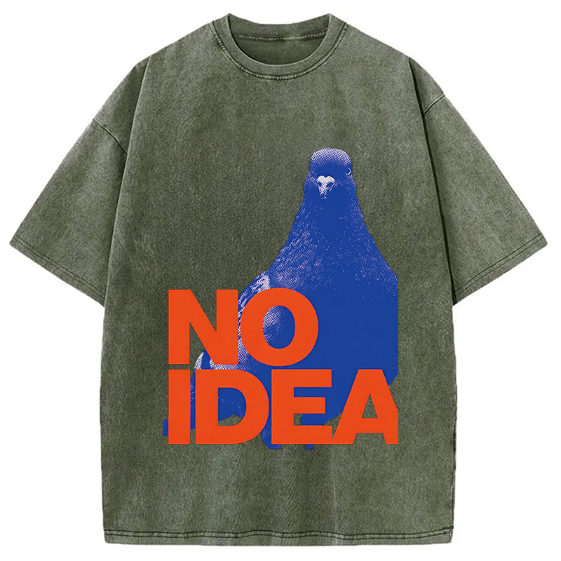 Modecanvas Funny Bird Pigeon Have No Idea DTG Printing Washed T-Shirt