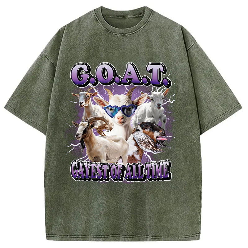 Modecanvas GOAT Gayest Of All Time DTG Printing Washed T-Shirt