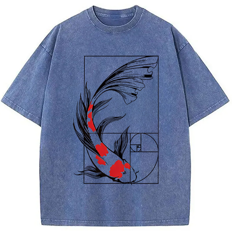 Modecanvas Golden Ratio Koi DTG Printing Washed T-Shirt