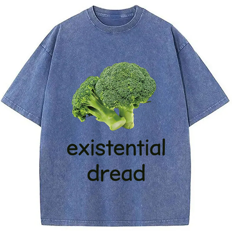 Modecanvas Existential Dread Broccoli DTG Printing Washed T-Shirt
