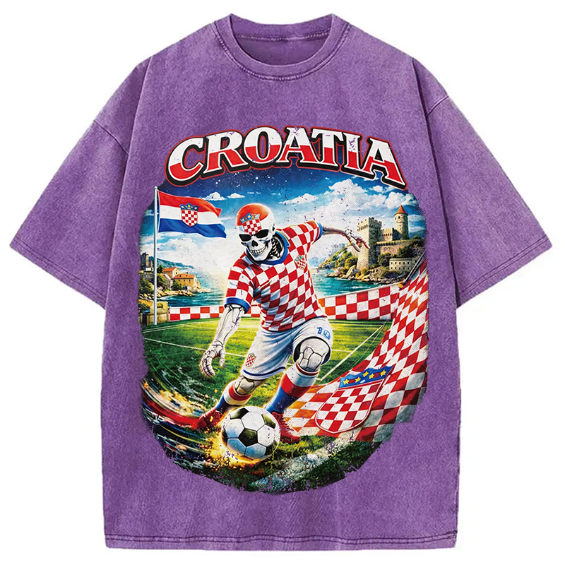 Modecanvas Croatia Soccer DTG Printing Washed T-Shirt