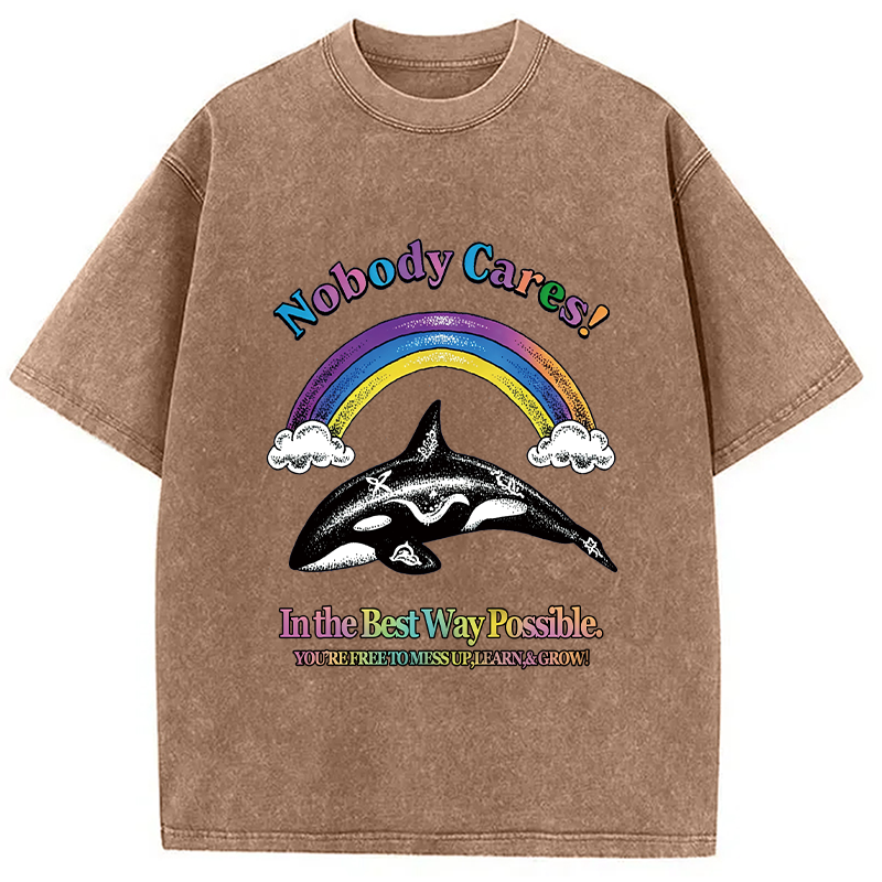 Modecanvas NOBODY CARES DTG Printing Washed T-Shirt