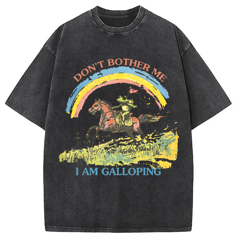 Modecanvas Frog On Horse DTG Printing Washed T-Shirt