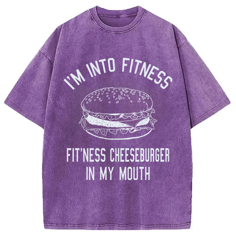 Modecanvas Fitness Cheeseburger DTG Printing Washed T-Shirt