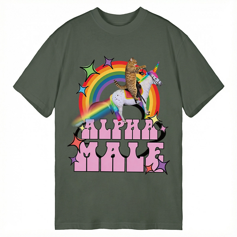 Modecanvas Alpha Male Funny Cat Meme DTG Printing Classic T-Shirt-modecanvas