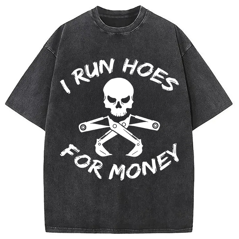 Modecanvas I Run Hoes For Money DTG Printing Washed T-Shirt
