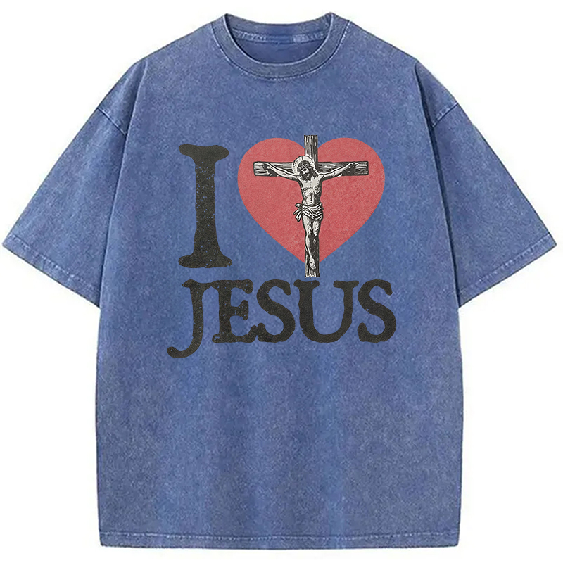 Modecanvas I Love Jesus Washed T-Shirt