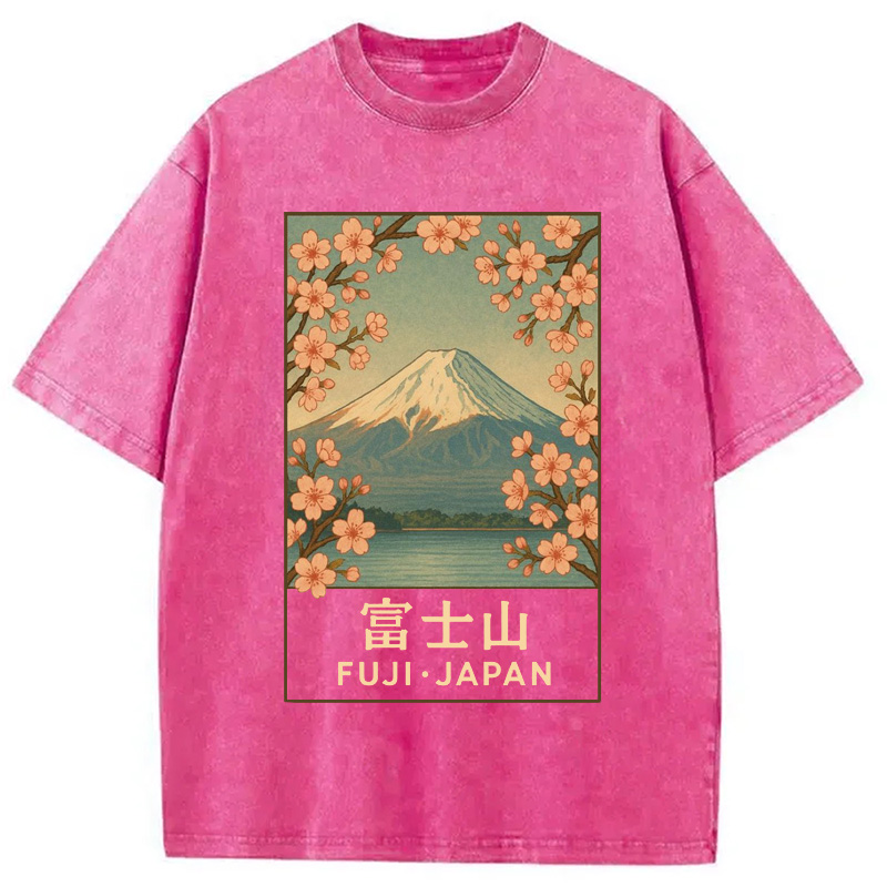 Modecanvas Sakura Fuji Japan Washed T-Shirt