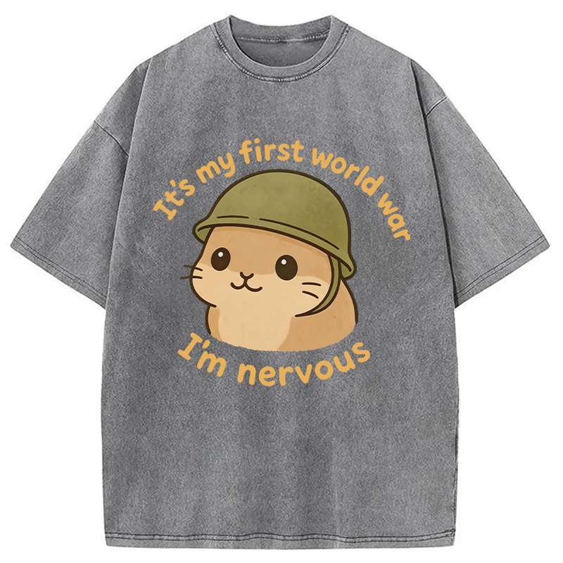 Modecanvas Nervous Hamster Meme DTG Printing Washed T-Shirt