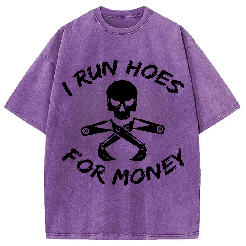 Modecanvas I Run Hoes For Money DTG Printing Washed T-Shirt