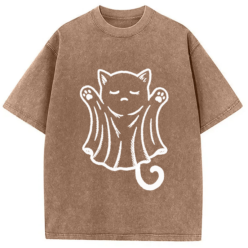 Modecanvas Cat Ghost Washed T-Shirt