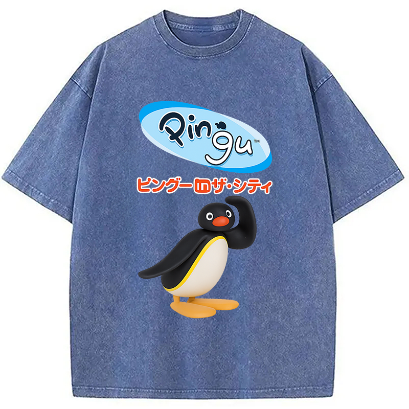 Modecanvas Pingu In The City Japanese Washed T-Shirt