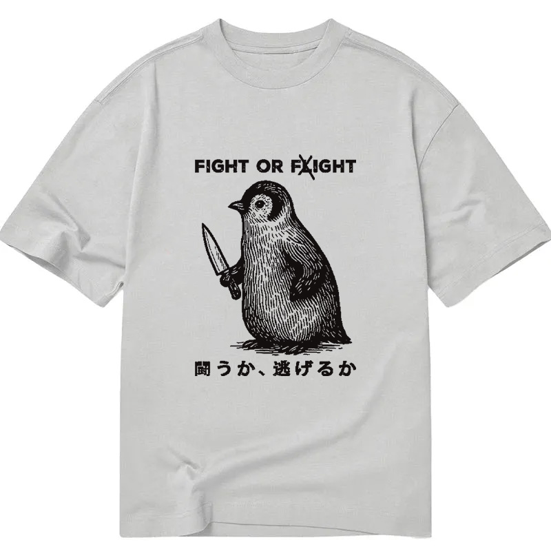 Modecanvas Funny Fight Or Flight DTG Printing Classic T-Shirt-modecanvas