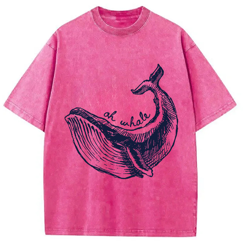 Modecanvas Ah Whale DTG Printing Washed T-Shirt