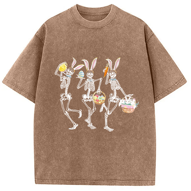 Modecanvas Easter Dancing Skeleton DTG Printing Washed T-Shirt