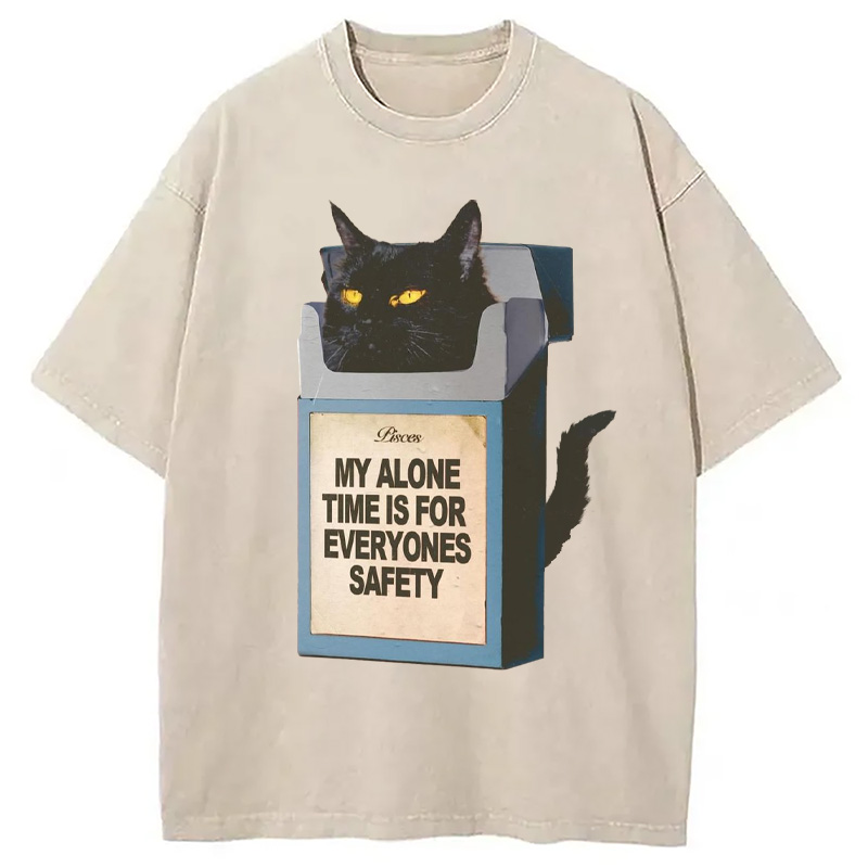 Modecanvas My Alone Time Is For Everyone Safety Meme Washed T-Shirt