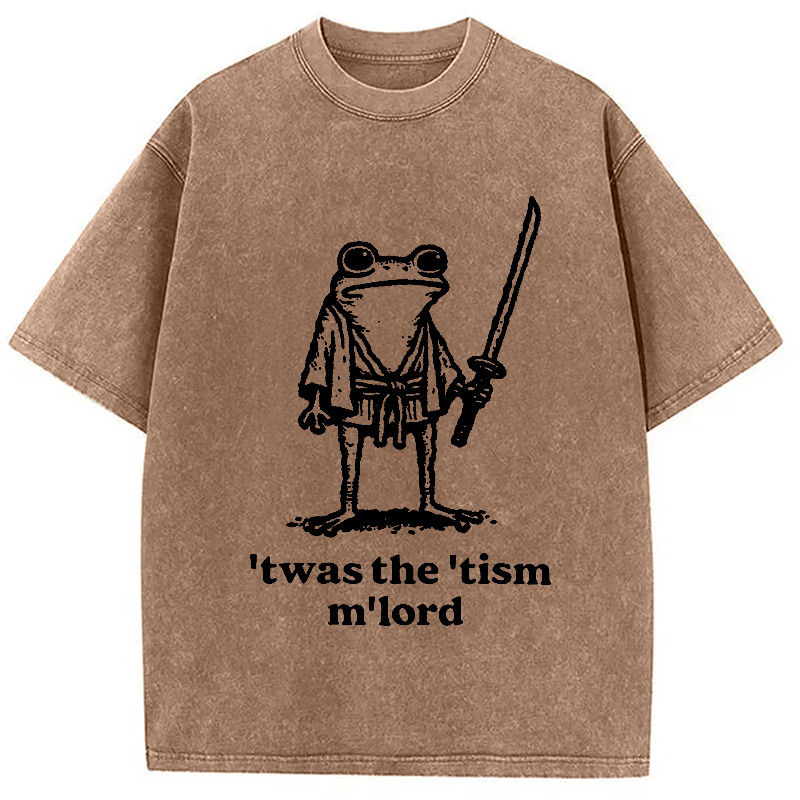 Modecanvas Focused Samurai Frog Washed T-Shirt-modecanvas