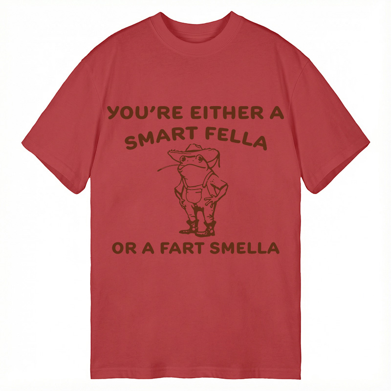 Modecanvas Are You A Smart Fella Or Fart Smella? Cowboy Frog DTG Printing Classic T-Shirt-modecanvas