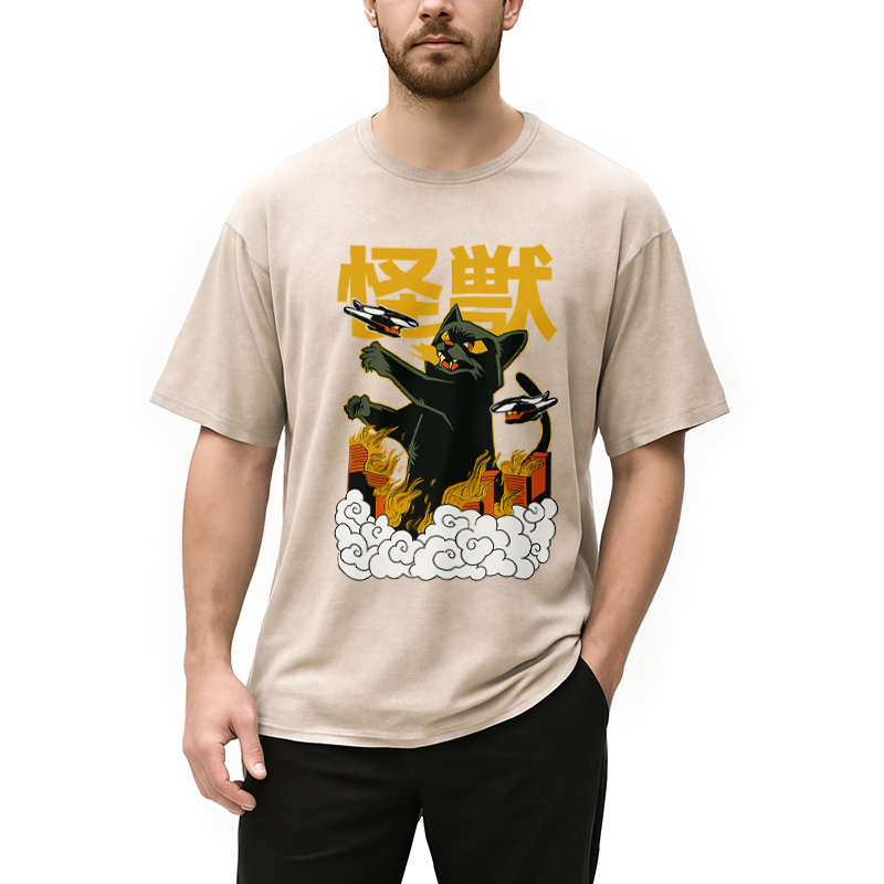 Modecanvas Cat Destroyer Japanese Washed T-Shirt