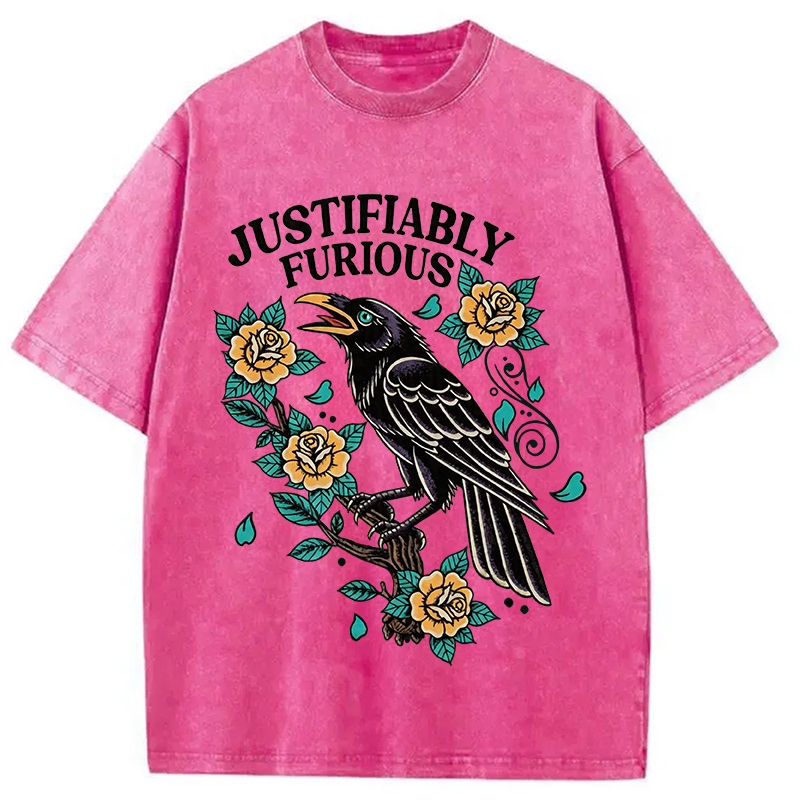 Modecanvas Justifiably Furious DTG Printing Washed T-Shirt