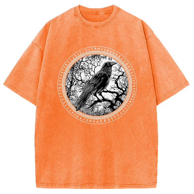 Modecanvas Circle of the Raven DTG Printing Washed T-Shirt