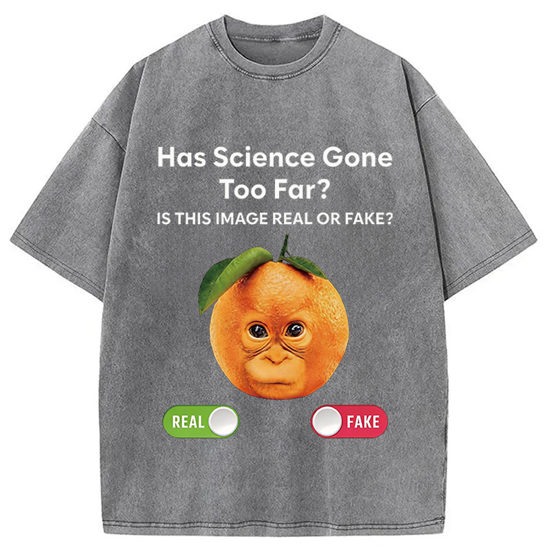 Modecanvas Has Science Gone Too Far Orange Monkey DTG Printing Washed T-Shirt