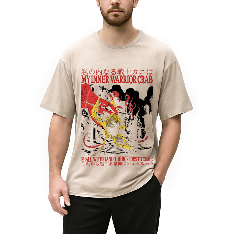 Modecanvas My Inner Warrior Crab Funny DTG Printing Washed T-Shirt