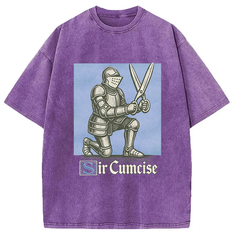 Modecanvas Funny Knight Meme DTG Printing Washed T-Shirt