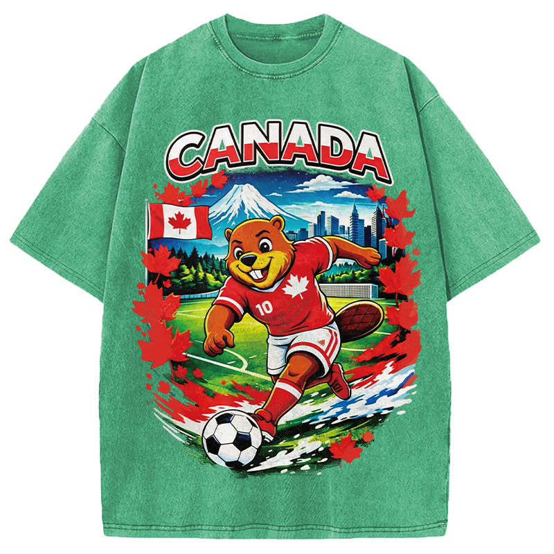 Modecanvas Canada Soccer DTG Printing Washed T-Shirt