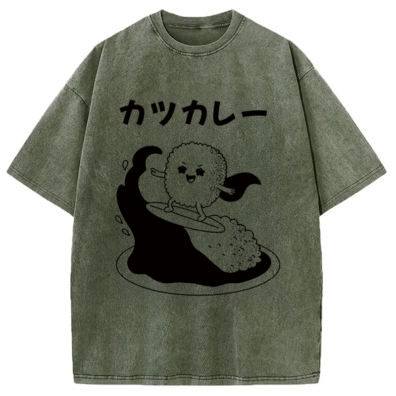 Modecanvas Surfer Sushi DTG Printing Washed T-Shirt