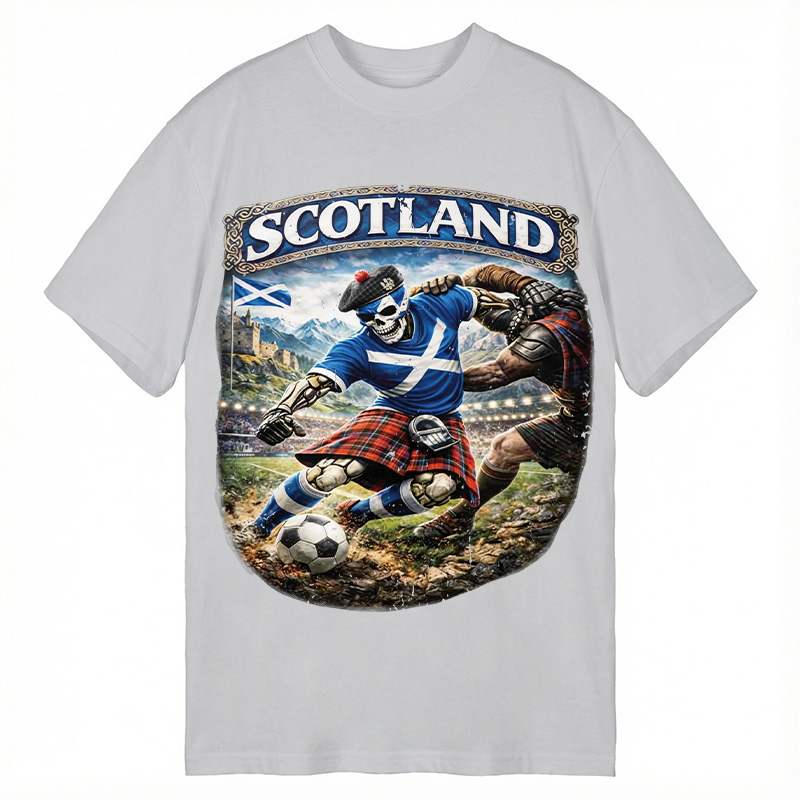 Modecanvas Scotland Soccer Skull DTG Printing Classic T-Shirt-modecanvas
