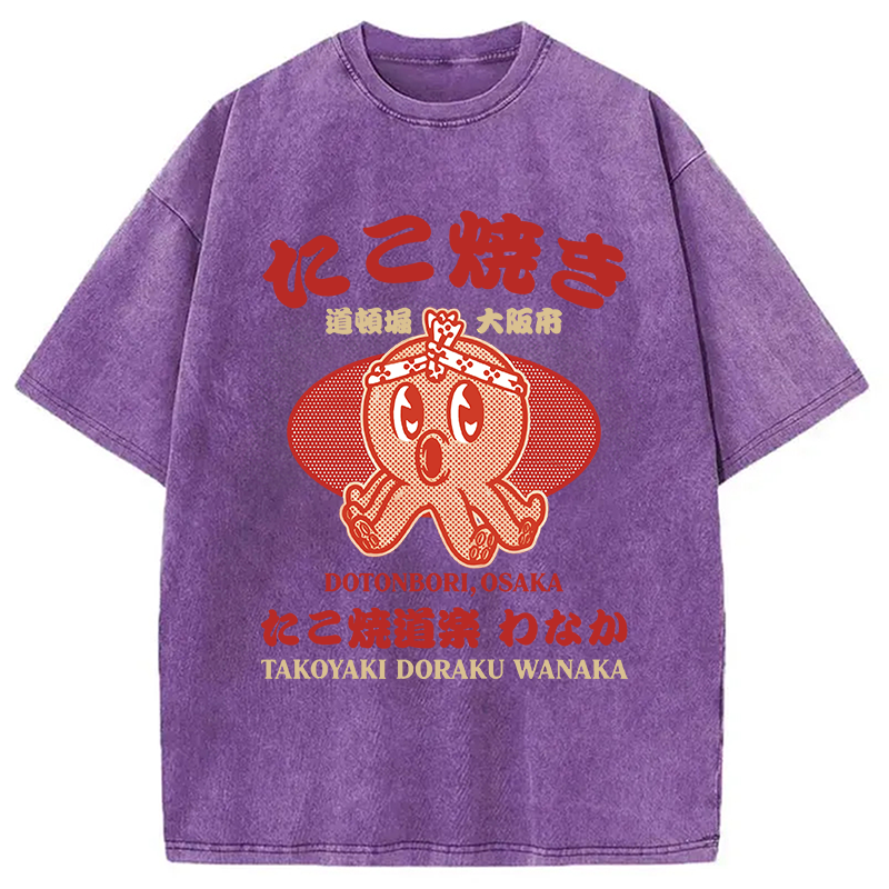 Modecanvas TAKOYAKI DORAKU WANAKA DTG Printing Washed T-Shirt