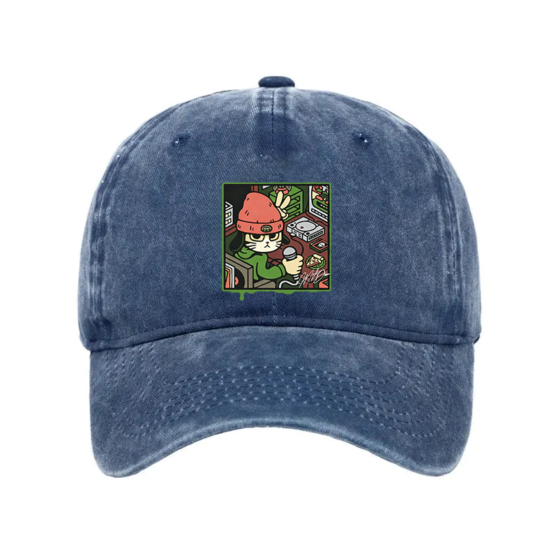 Modecanvas Rapper Cat Washed Cap-modecanvas