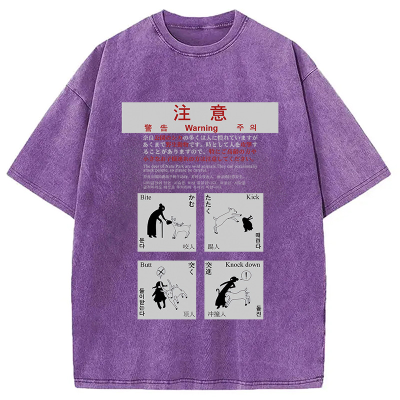 Modecanvas Beware of the Hungry Deer Washed T-Shirt