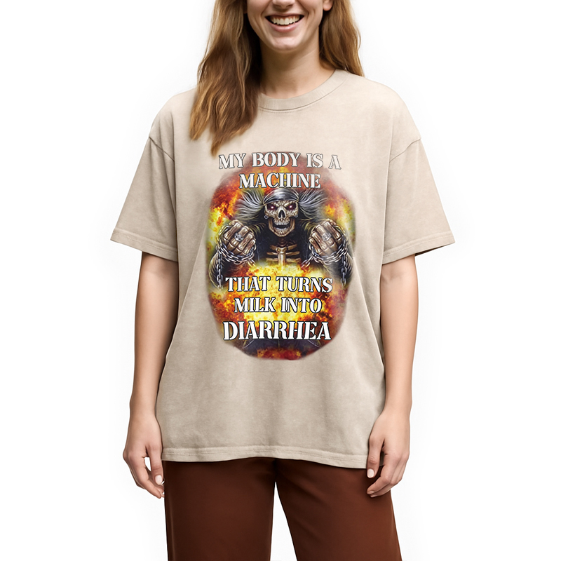 Modecanvas My Body is a Machine DTG Printing Washed T-Shirt