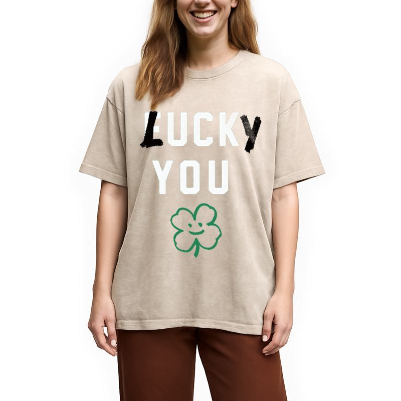 Modecanvas Lucky You DTG Printing Washed T-Shirt