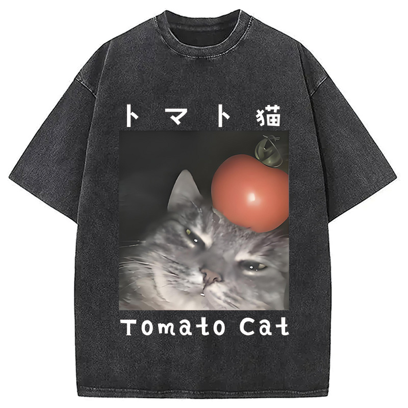 Modecanvas Tomato Cat Washed T-Shirt