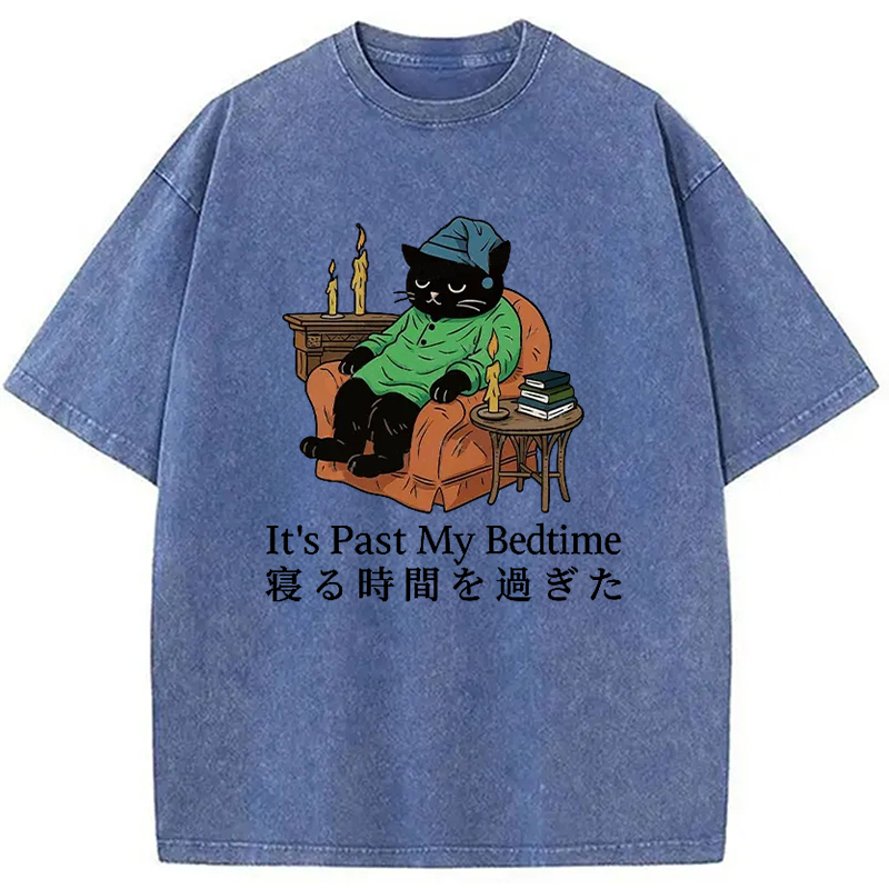 Modecanvas Cat That Goes To Bed Early Washed T-Shirt