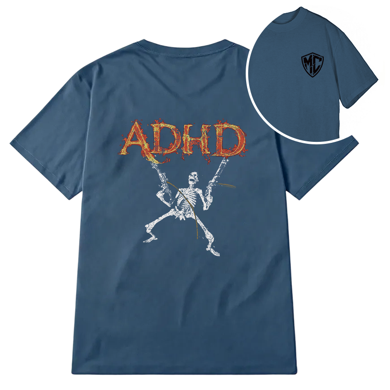 Modecanvas ADHD Skeleton DTG Printing Back Classic T-Shirt
