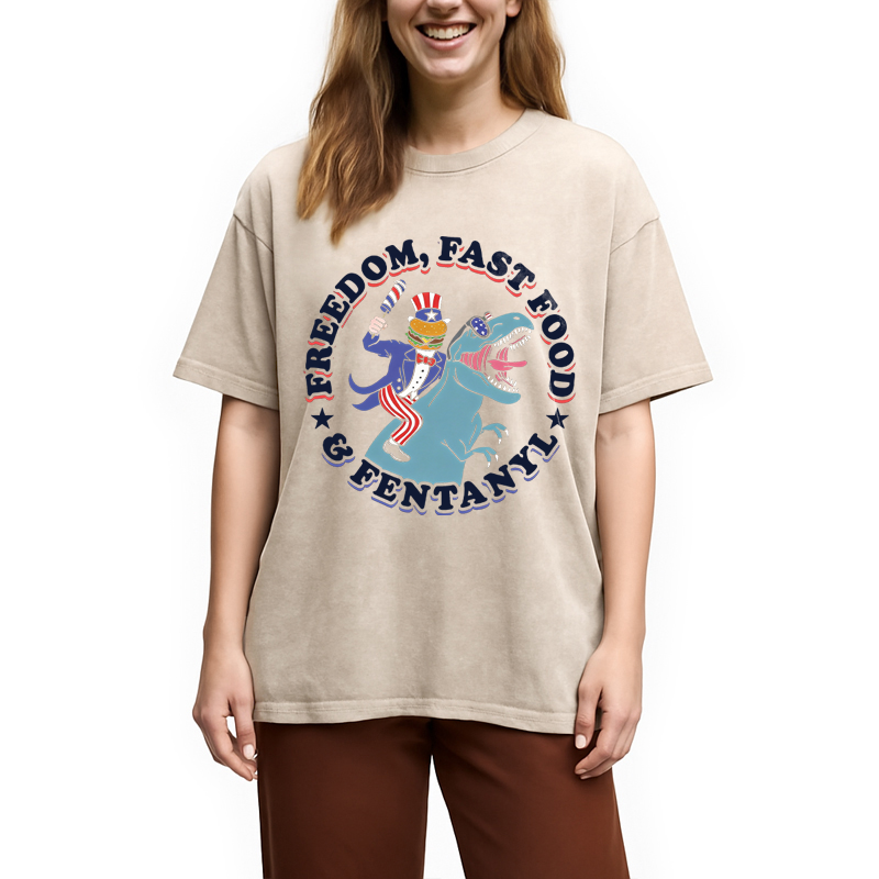 Modecanvas Freedom Fast Food DTG Printing Washed T-Shirt