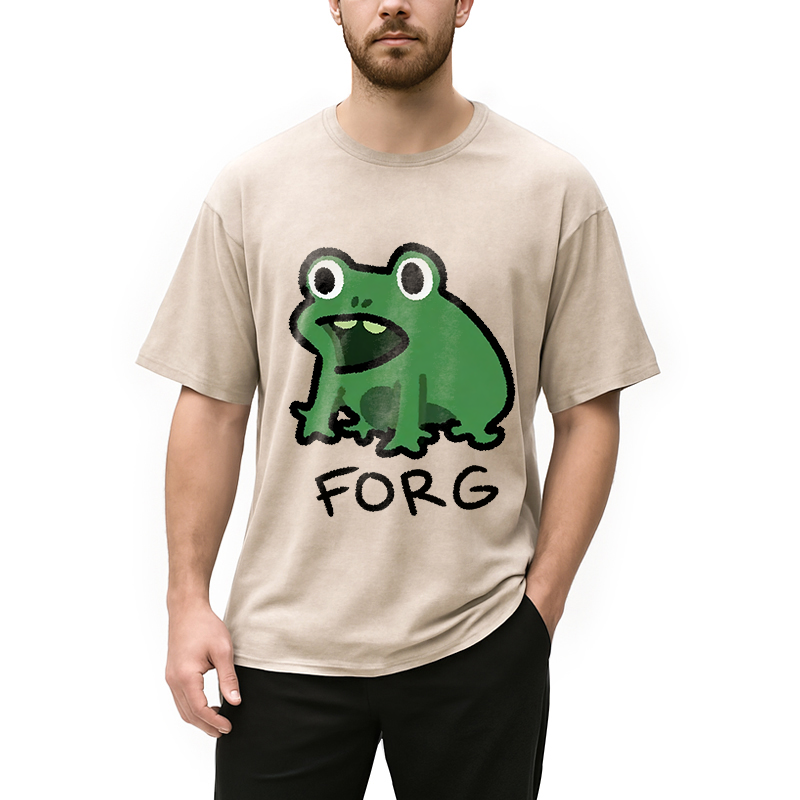 Modecanvas Funny Forg Japanese Washed T-Shirt