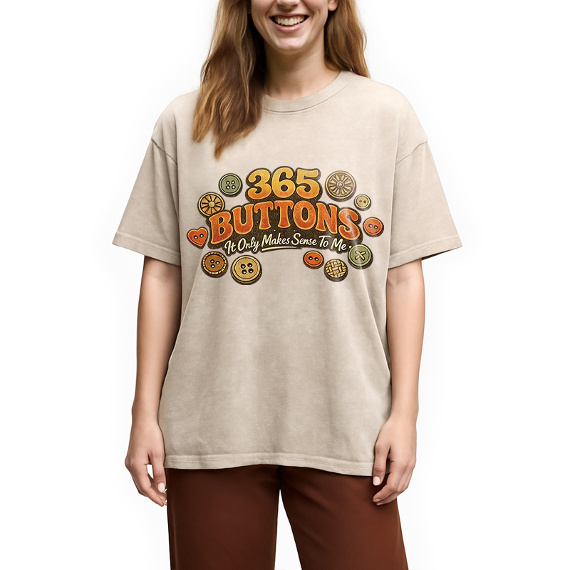 Modecanvas 365 Buttons Meme Retro DTG Printing Washed T-Shirt