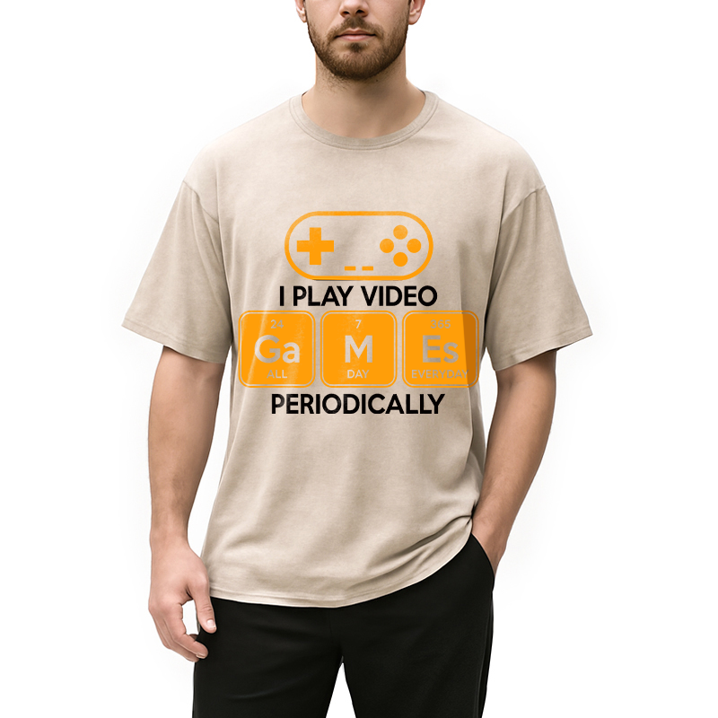 Modecanvas Play Video Games Periodically Funny Science Humor DTG Printing Washed T-Shirt