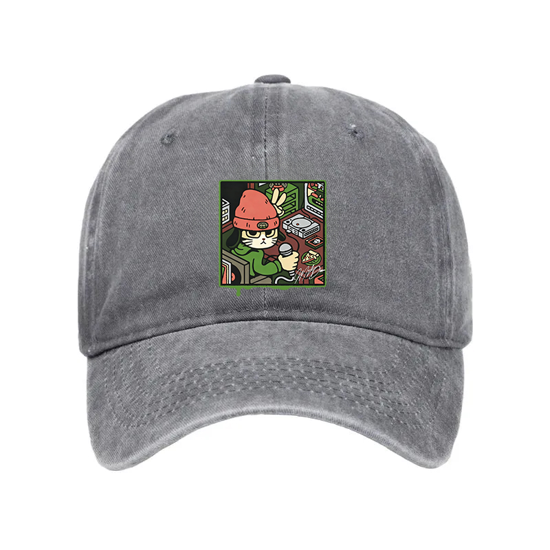 Modecanvas Rapper Cat Washed Cap-modecanvas