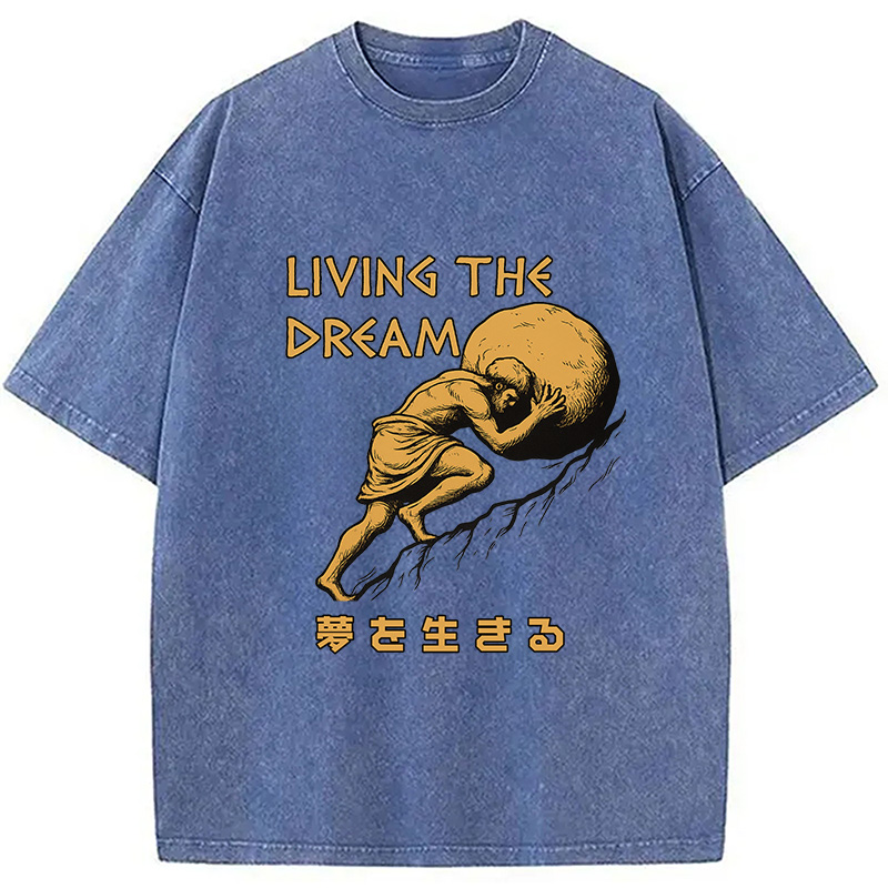 Modecanvas Living The Dream Meme Washed T-Shirt