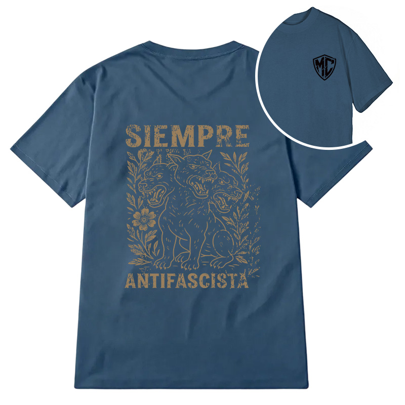 Modecanvas Siempre Antifascista Hydra Dog DTG Printing Back Classic T-Shirt