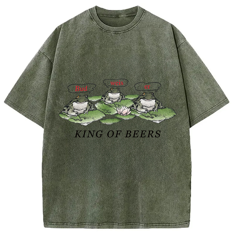 Modecanvas King Of Beers DTG Printing Washed T-Shirt