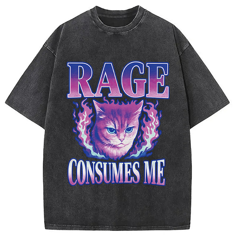 Modecanvas Rage Consumes Me DTG Printing Washed T-Shirt