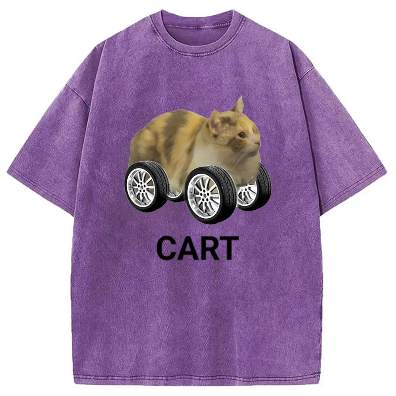 Modecanvas Cart Cat Meme Washed T-Shirt